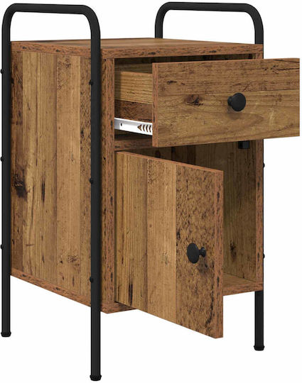 Нощни Шкафчета Дървени с Метални Крака Черни 2 Бройки 35x36.5x61см