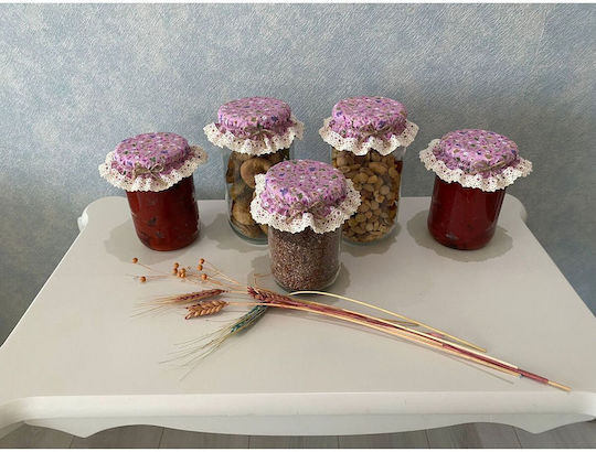 Stewehome Set Of 5 Pieces Elastic Jar Food Covers Pink Flowers Pink