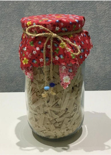 Stewehome Set of Fabric Jar Lid Covers with Cord Tie Beads White