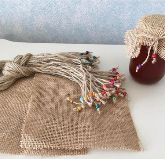 Stewehome Set of Jar Lid Covers Jute Cord Tie Beads Jars 370 Cc Cream