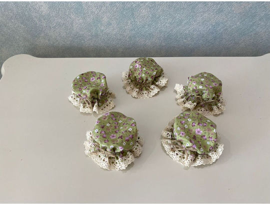 Stewehome Set 5 Stücke Lebensmittelabdeckungen Glas mit Gummizug Grüne Blumen Grüne