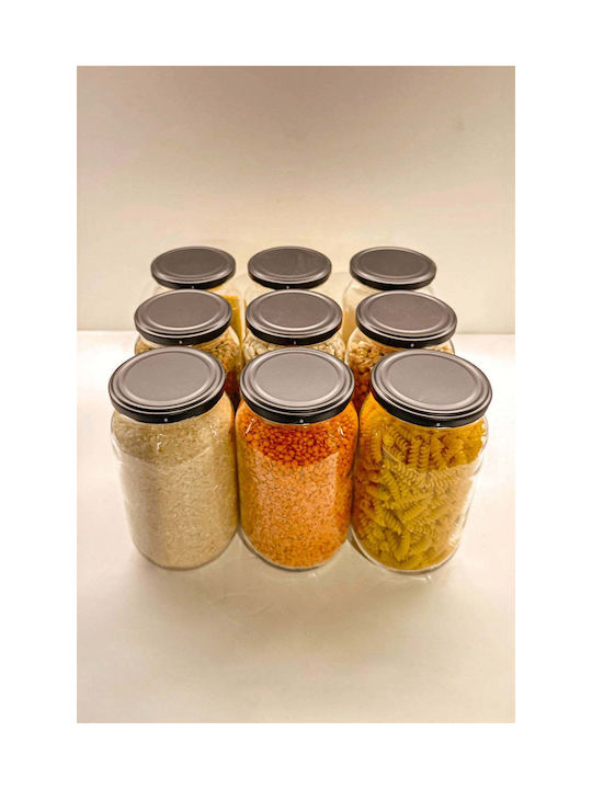 SteweHome Ste-041513-P41513 Spice Jars Glass Black 9 Pieces