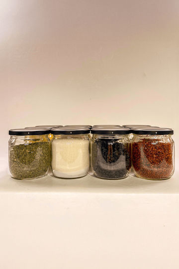 SteweHome Glass Spice Jars Black 12 Pieces