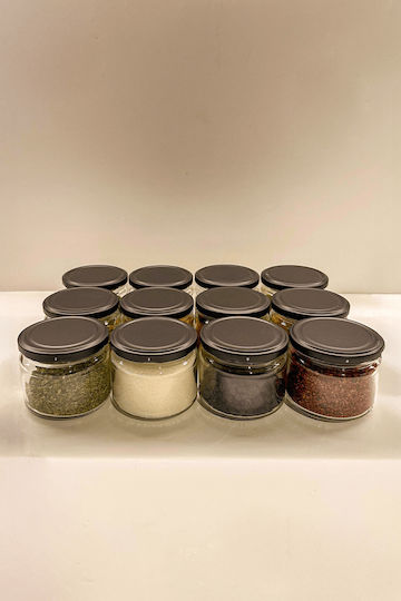 SteweHome Ste-041417-P41417 Spice Jars Glass Black 12 Pieces