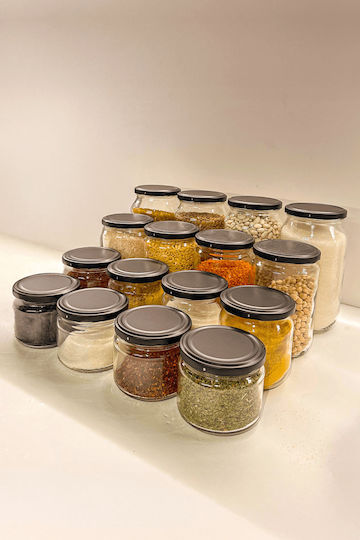 SteweHome Ste-041484-P41484 Spice Jars Glass Black 12 Pieces