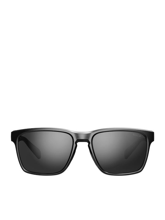 Unisex Sunglasses with Black Horn-Rimmed Frame and Black Lenses