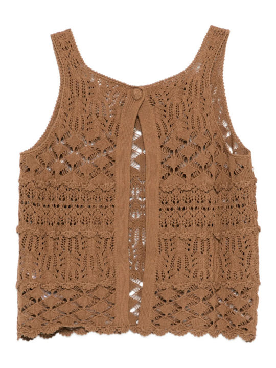 Women's Cotton Sweater Brown S6SF01 T89 1