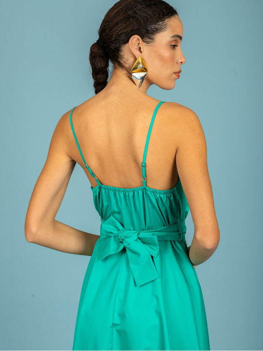 Summer Midi Slip Dress Emerald