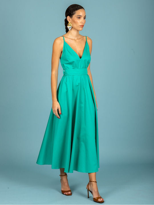 Summer Midi Slip Dress Emerald