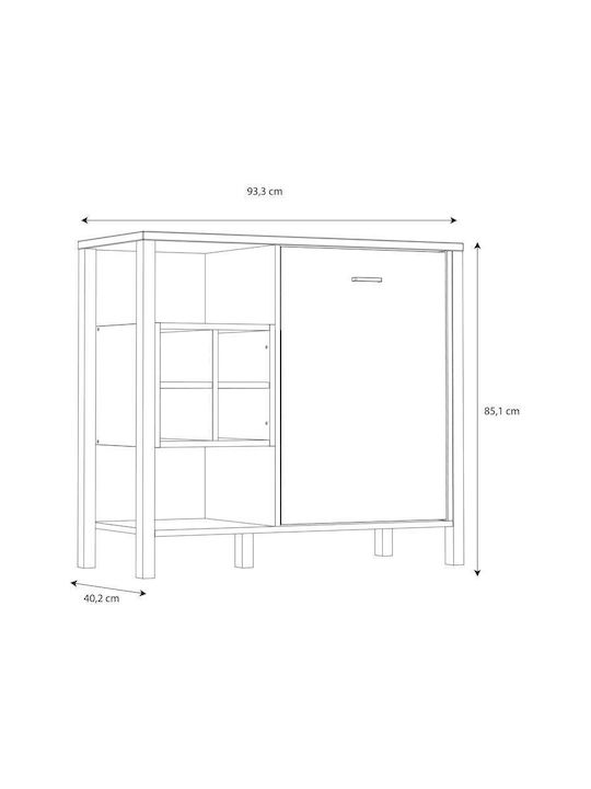 Metal Sideboard Riviera Oak 94x40x85cm