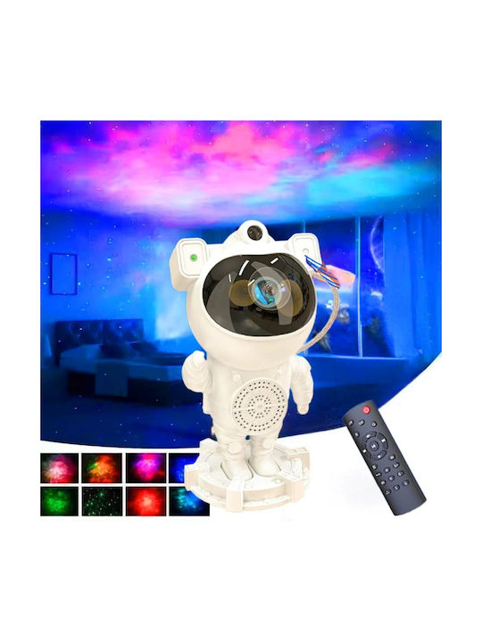 Led Rotating Kids Lamp Projector with Star Projection White 23.5x11.7x11.7cm