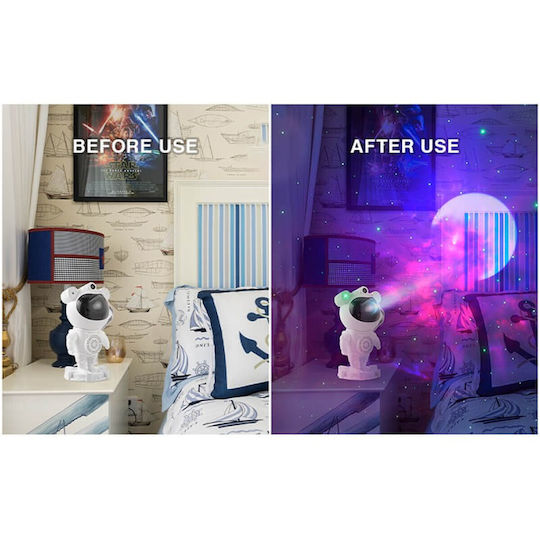 Led Rotating Kids Lamp Projector with Star Projection White 23.5x11.7x11.7cm