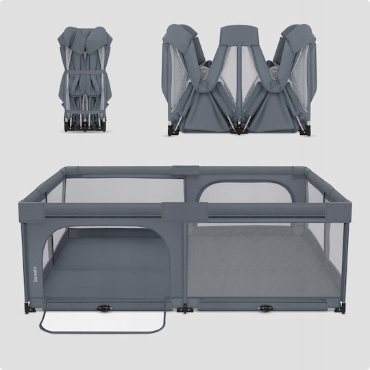 Lionelo Florence Xl Πάρκο με Στρώμα Γκρι 200x180cm