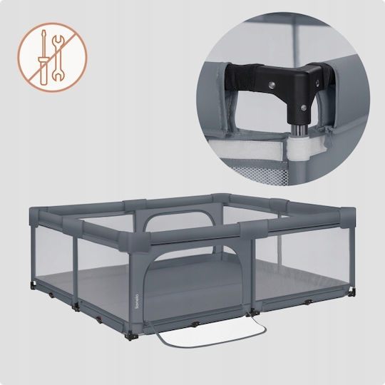 Lionelo Florence Xl Πάρκο με Στρώμα Γκρι 200x180cm