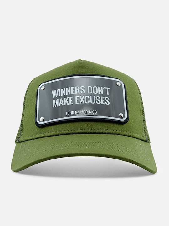 Winners Don't Make Excuses Grünes Kappen Mit Metallischem Patch John Hatter & Co Winners Don't Make Excuses Grünes Kappen Mit Metallischem Patch John Hatter & Co
