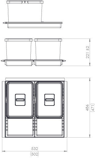 Elletipi Elletipi Recycling Mülleimer Kunststoff Grau 24lt Elletipi Elletipi Recycling Mülleimer Kunststoff Grau 24lt