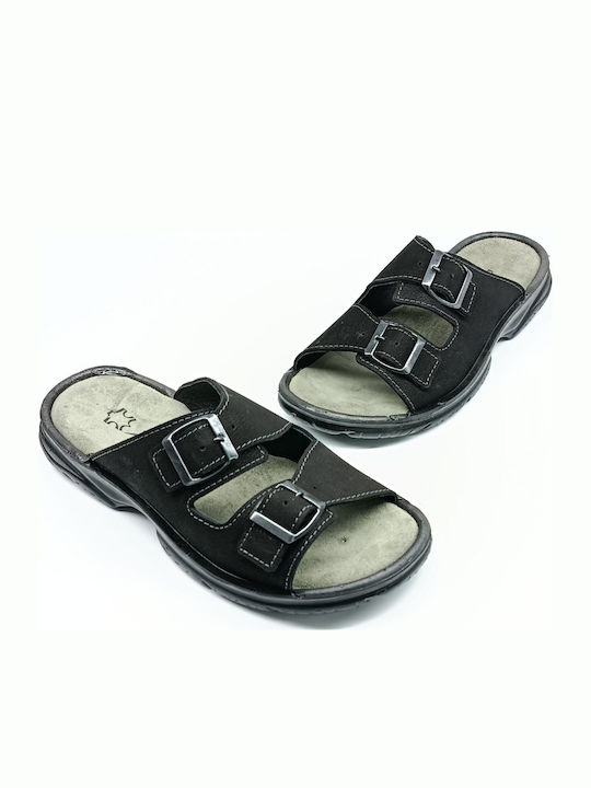 Leather Men's Sandals In Black Colour