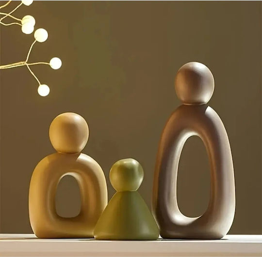 Stewehome Decorative Modern Bohemian Set Of Three Pieces Abstract Family Figure Stone Powder Multicolour 12x12 Cm