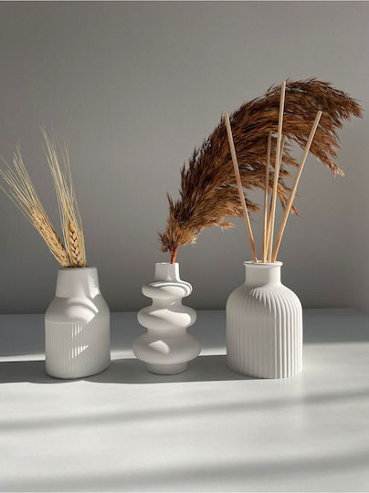 Stewehome Set of 3 Vases Natural Stone Scandinavian Style Minimalist Decorative Home White 5x9 Cm