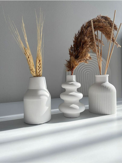 Stewehome Set of 3 Vases Natural Stone Scandinavian Style Minimalist Decorative Home White 5x9 Cm