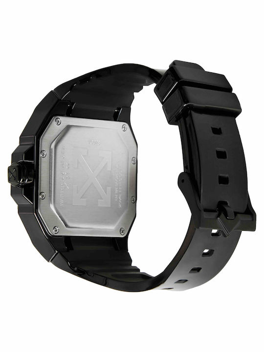 Off White Herrenuhr mit Gummiarmband und Batterie Off White Herrenuhr mit Gummiarmband und Batterie