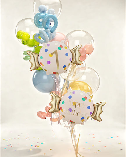 Beige Foil Birthday Balloon "1" 5cm