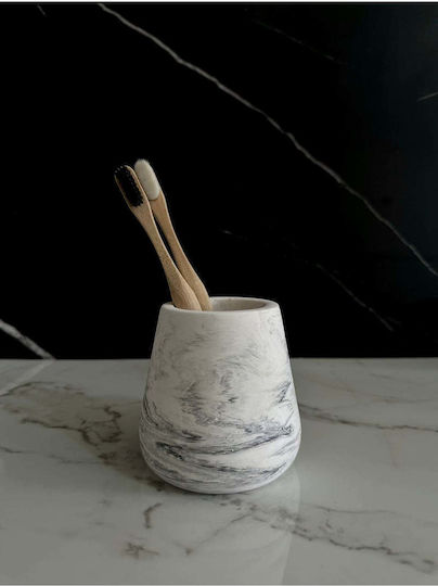 SteweHome Decorative Pencil Holder Concrete Handmade Toothbrush Small Vase Grey 10x10x10 Cm