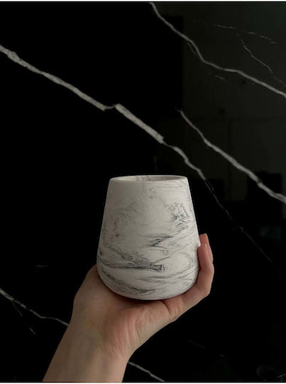 SteweHome Decorative Pencil Holder Concrete Handmade Toothbrush Small Vase Grey 10x10x10 Cm