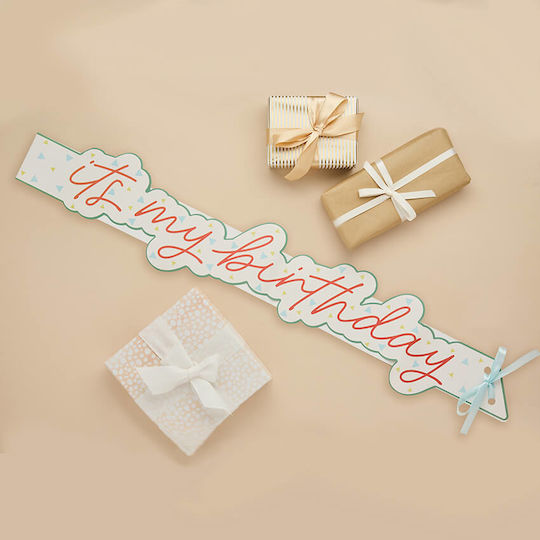 Κορδέλα "it's My Birthday" Χάρτινη Πορτοκαλί Γράμματα & Πράσινο Περίγραμμα