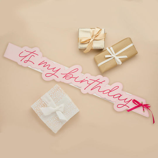 Ribbon "It's My Birthday" Paper Pink Fuchsia Letters