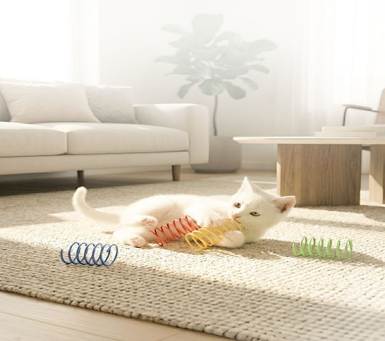 Femmit Multicolored Plastic Spiral Cat Toys Springs 8 Pieces Bpa Free