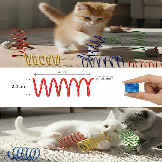 Femmit Multicolored Plastic Spiral Cat Toys Springs 8 Pieces Bpa Free