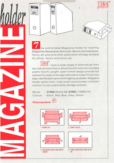 Magazine File Organiser Plastic Bordeaux 24.5x7.5x31.5cm Stan-in