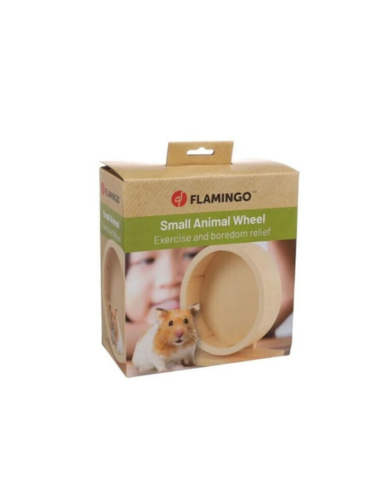 Flamingo Ξύλινη Ρόδα Hamster Ξύλινη Βάση Διατομή 20cm Ύψος 22cm