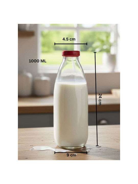 SteweHome Sticlă De Apă Din Sticlă Cu Capac Șurub Roșu 1000ml