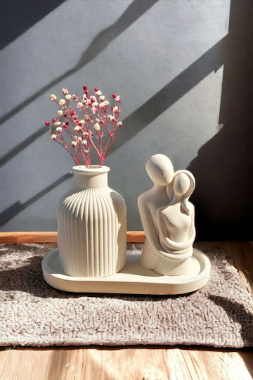 Stewehome Decorativ Miniatură Figurină Îndrăgostiți Îmbrățișați Set Vas Alb