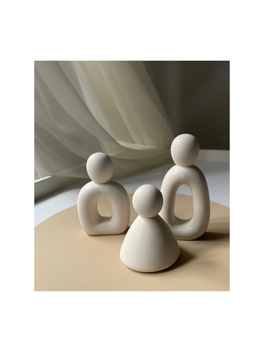 Stewehome Set Triplu De Obiecte Decorative Bibelouri Stil Scandinav Beton Alb 8x8 Cm
