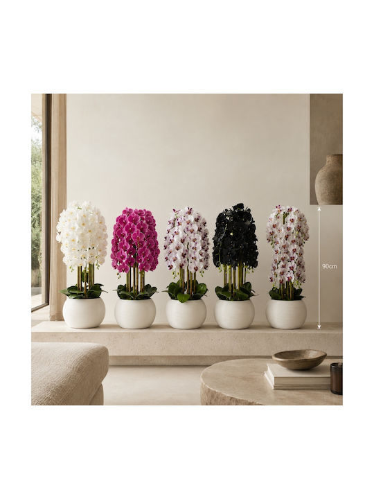 Dekorative Künstliche Orchidee 90cm Weiß Topfpflanze 87556-5