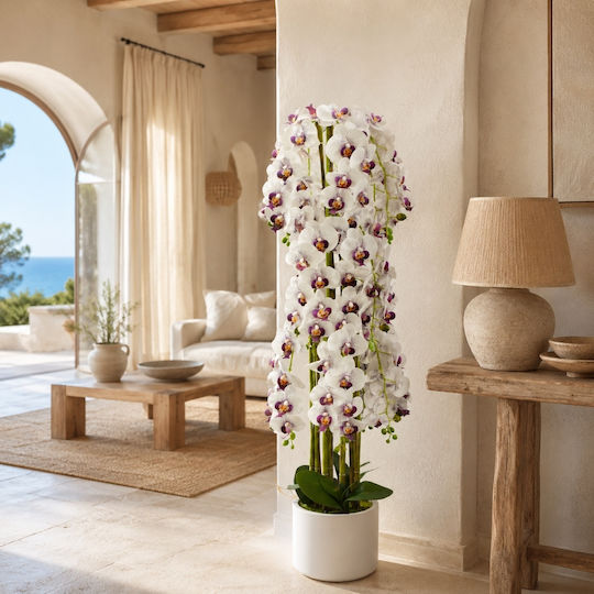 Orhidee Artificială Albă Mov 150cm Plantă În Ghiveci 87555-4