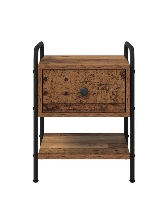 Wooden Bedside Tables With Black Metal Legs 2 Pieces 35x36.5x47cm