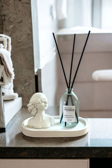 Stewehome Decorative Set Miniature Female Bust Concrete Base Bohemian Style White