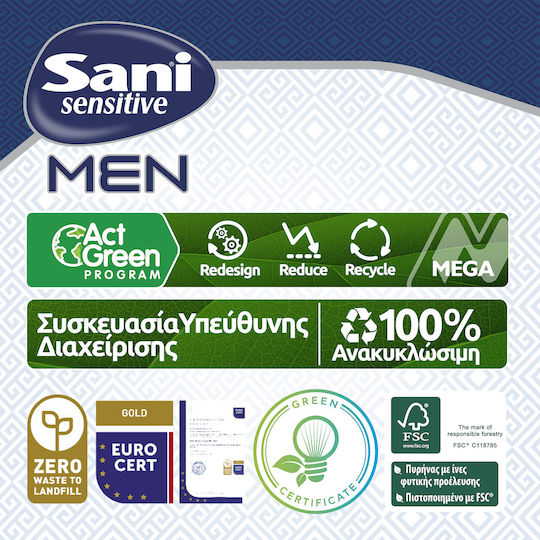 Sani Sensitive Men Πάνες Βρακάκι Ακράτειας Medium σε Μπλε Χρώμα 12τμχ