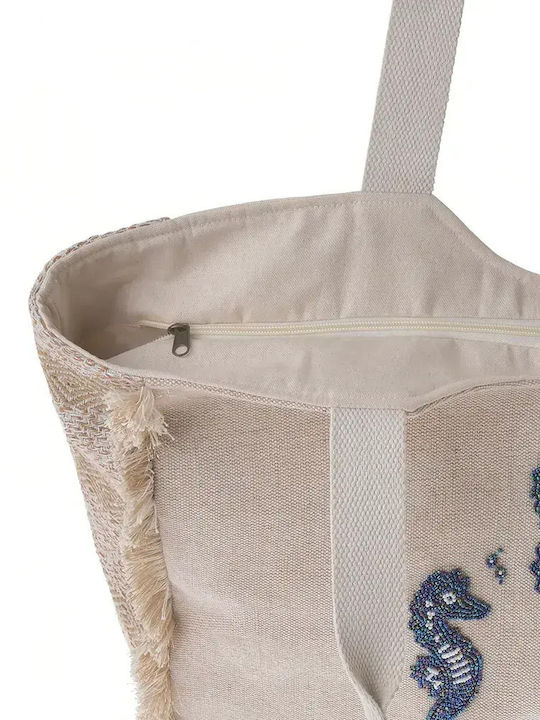 Ble Resort Collection Fabric Beige Beach Bag