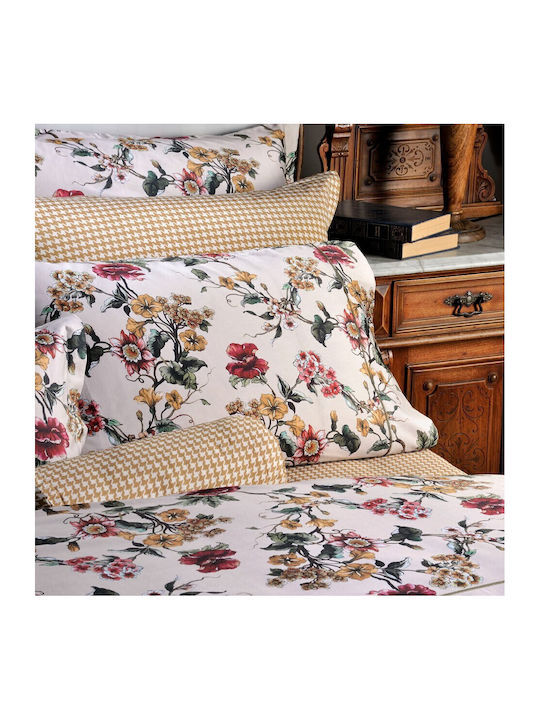 Down Town Home Σετ Σεντόνια Μονά 175x255εκ. Beige Flower (3τμχ)