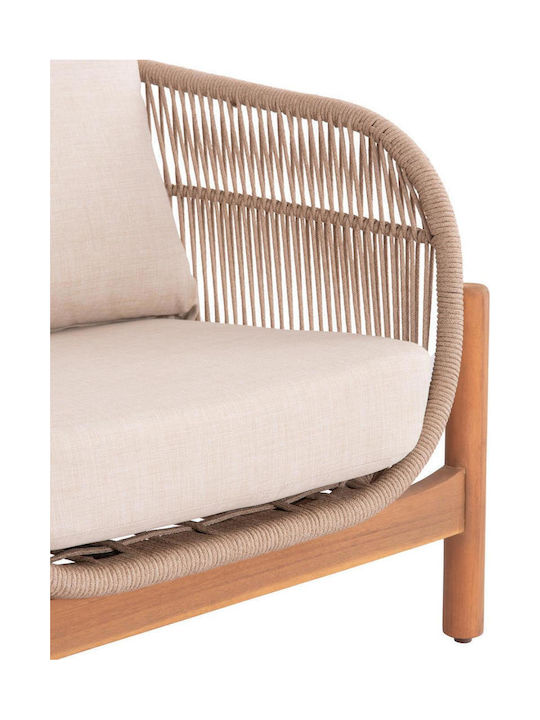 Set De Salon Exterior Lounge 3 Piese Natural Cu Perne