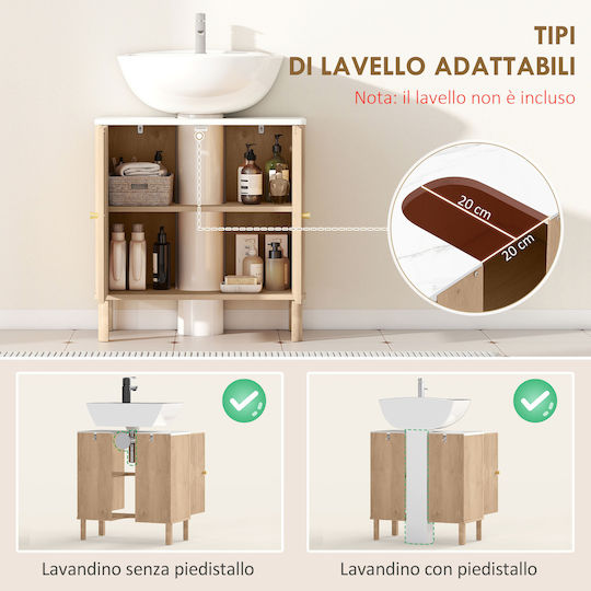 HomCom Πάγκος χωρίς Νιπτήρα Μ60xΒ30xΥ63cm Δρυς