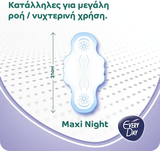 Every Day Hyperdry Maxi Night Hygienepads mit Flügeln Nacht für Starke Strömung 7 Tropfen in Doppelpack 2x9Stk