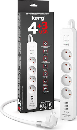 Kerg Power Strip with USB-A Grey
