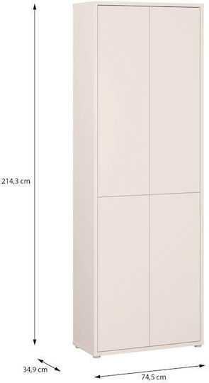 Zwei Türen Kinderkleiderschrank Beige 75x35x215cm