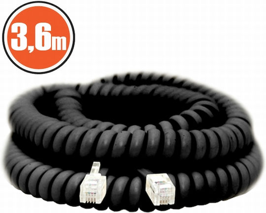 Alista Home Cablul Telefonic Spirală RJ10 4P4C 3.6m Negru (GLB_20171)